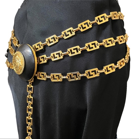 Gianna Versace Greek Key Bondage Collection Chain Medusa Belt - Picture 3 of 16
